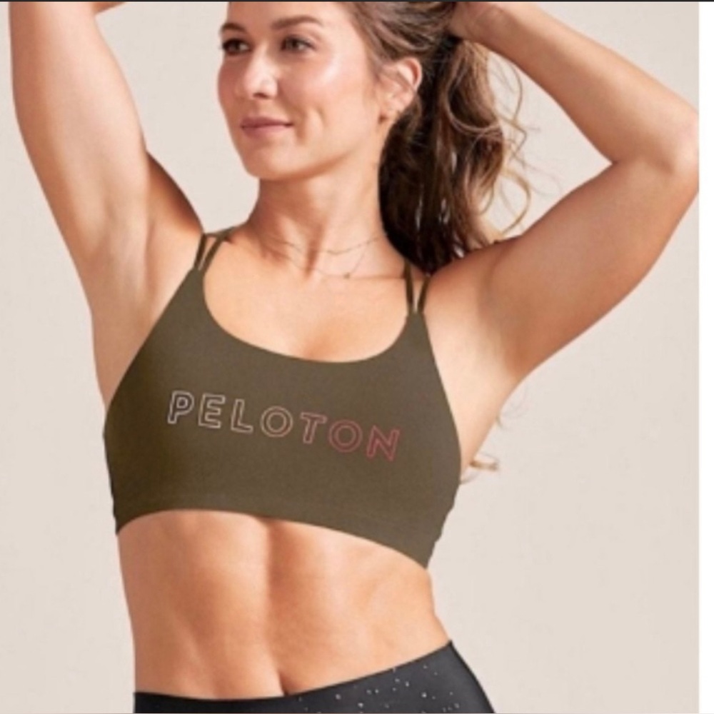 Peloton Cadent Strappy Sports Bra in Olive Green Size Small